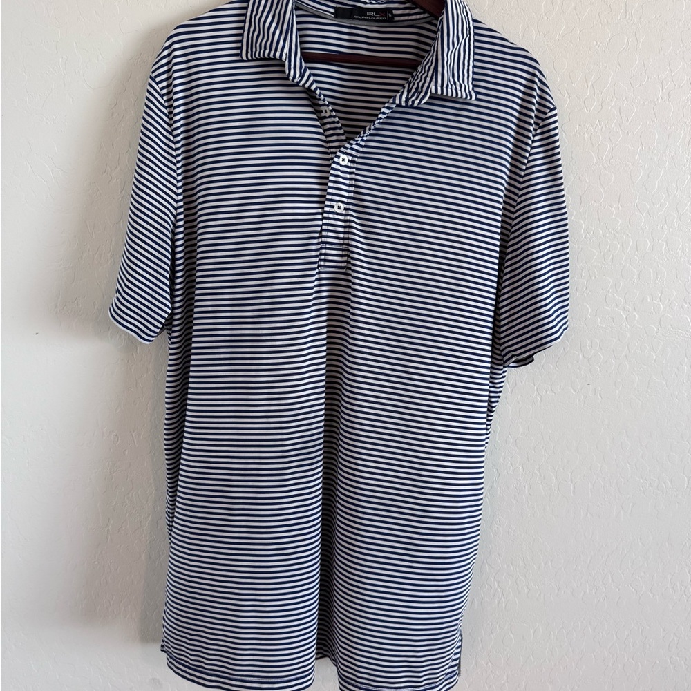 Ralph Lauren Navy and White Striped Polo Shirt